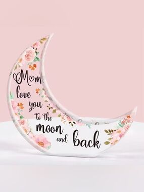 Pink Floral Crescent Moon Decor Mother’s Day gift